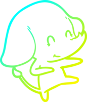 cold gradient line drawing of a cute cartoon elephant png