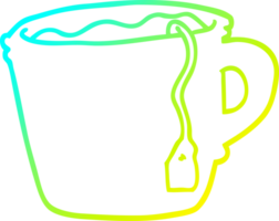 cold gradient line drawing of a cartoon hot cup of tea png