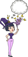 hand drawn thought bubble cartoon witch casting spell png