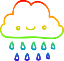 rainbow gradient line drawing of a cartoon storm cloud png