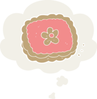 dessin animé biscuit avec pensée bulle dans rétro style png