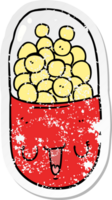 distressed sticker of a cartoon medical pill png