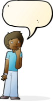 cartoon boy wondering with speech bubble png