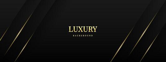 Abstract luxury black background with golden lines vector