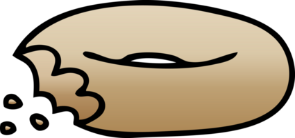 gradient shaded quirky cartoon bitten bagel png