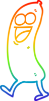 rainbow gradient line drawing of a happy cartoon sausage png