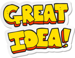 sticker of a cartoon GREAT IDEA symbol png