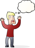 cartoon frightened man with thought bubble png