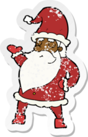 pegatina retro angustiada de una caricatura de santa claus png