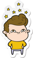 sticker of a cartoon excited man png