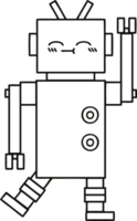 line drawing cartoon of a happy robot png