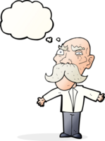 cartoon angry old man with thought bubble png