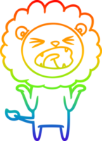 arco iris degradado línea dibujo de un dibujos animados león png