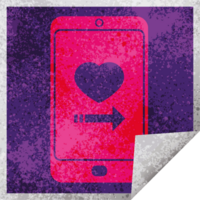 dating app on cell phone square peeling sticker png