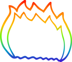 rainbow gradient line drawing of a cartoon blue flame png