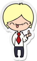 hand drawn sticker cartoon of boy with thumb up png