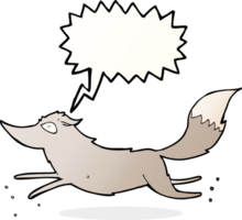 Cartoon-Wolf läuft mit Sprechblase png