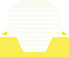 flat color retro cartoon of a stacked papers png