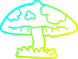 cold gradient line drawing of a cartoon mushroom png