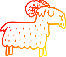 warm gradient line drawing of a cartoon stubborn goat png