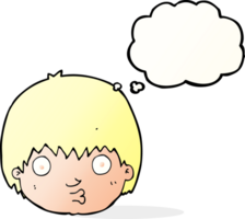 cartoon curious boy with thought bubble png