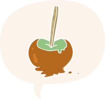 cartoon toffee apple with speech bubble in retro style png