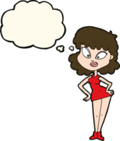 cartoon woman with hands on hips with thought bubble png