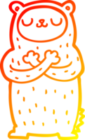 warm gradient line drawing of a cartoon bear png