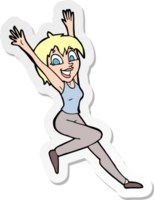 adesivo de uma mulher animada de desenho animado png