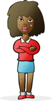 cartoon tough woman with folded arms png