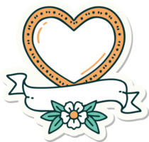 sticker of tattoo in traditional style of a heart and banner png