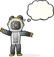 cartoon deep sea diver with thought bubble png