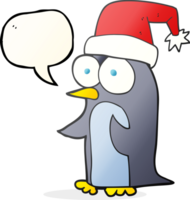 hand- getrokken toespraak bubbel tekenfilm Kerstmis pinguïn png