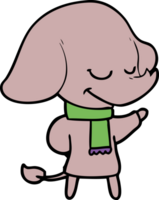 cartoon smiling elephant wearing scarf png