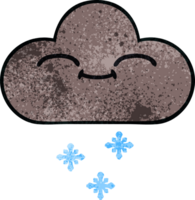 retro grunge texture cartoon of a happy snow cloud png