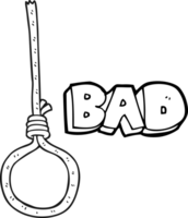 hand drawn black and white cartoon noose png