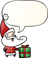 cartoon santa claus with speech bubble in smooth gradient style png