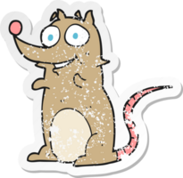 retro distressed sticker of a cartoon mouse png