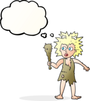 hand drawn thought bubble cartoon cave woman png