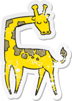 distressed sticker of a cartoon giraffe png