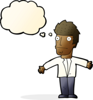 cartoon confused man with thought bubble png