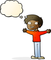 cartoon enthusiastic man with thought bubble png