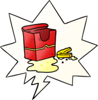 cartoon empty box of fries with speech bubble in smooth gradient style png