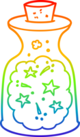 rainbow gradient line drawing of a cartoon magic potion png