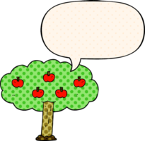 cartoon apple tree with speech bubble in comic book style png