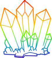 rainbow gradient line drawing of a cartoon crystals png