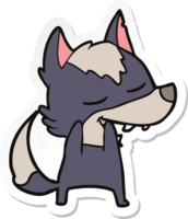 sticker of a cartoon wolf laughing png