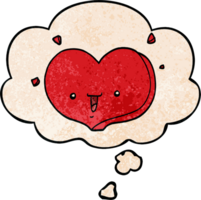 cartoon happy love heart with thought bubble in grunge texture style png