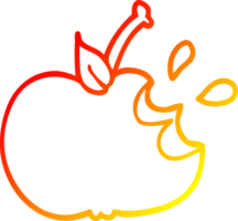 warm gradient line drawing of a cartoon juicy bitten apple png