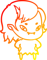 warm gradient line drawing of a cartoon friendly vampire girl png